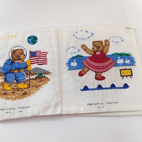 Teddy Bears Fabric Book Soft Quilted When I Grow Up I Want To Be VIP Cranston - Picture 4 of 5